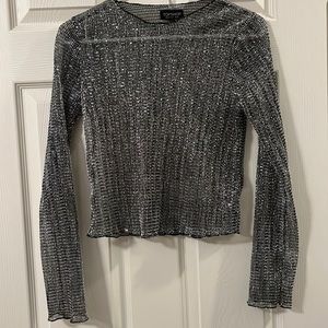 Top Shop sheer silver crop top